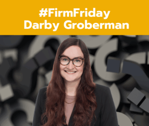 Darby Groberman's headshot on her #FirmFriday image template